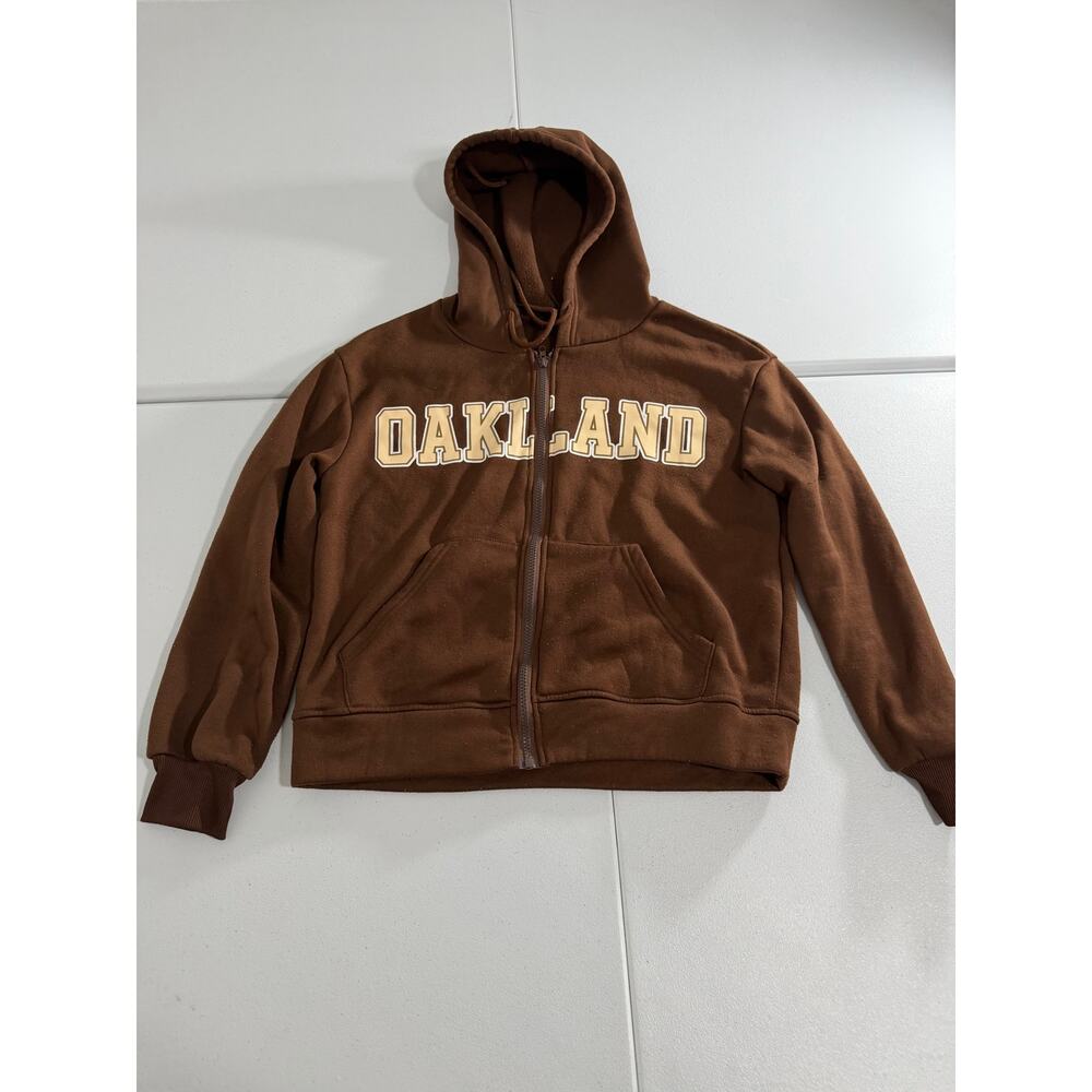 City of Oakland Brown Zip Up Hoodie Womens Size Small